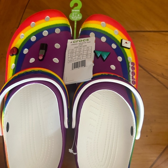 Crocs Unisex Classic Clogs Rainbow Multi Color Size M(12) - Picture 10 of 13